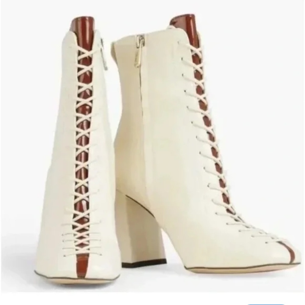 Sam Edelman Carney Cream Lace-Up Ankle Booties